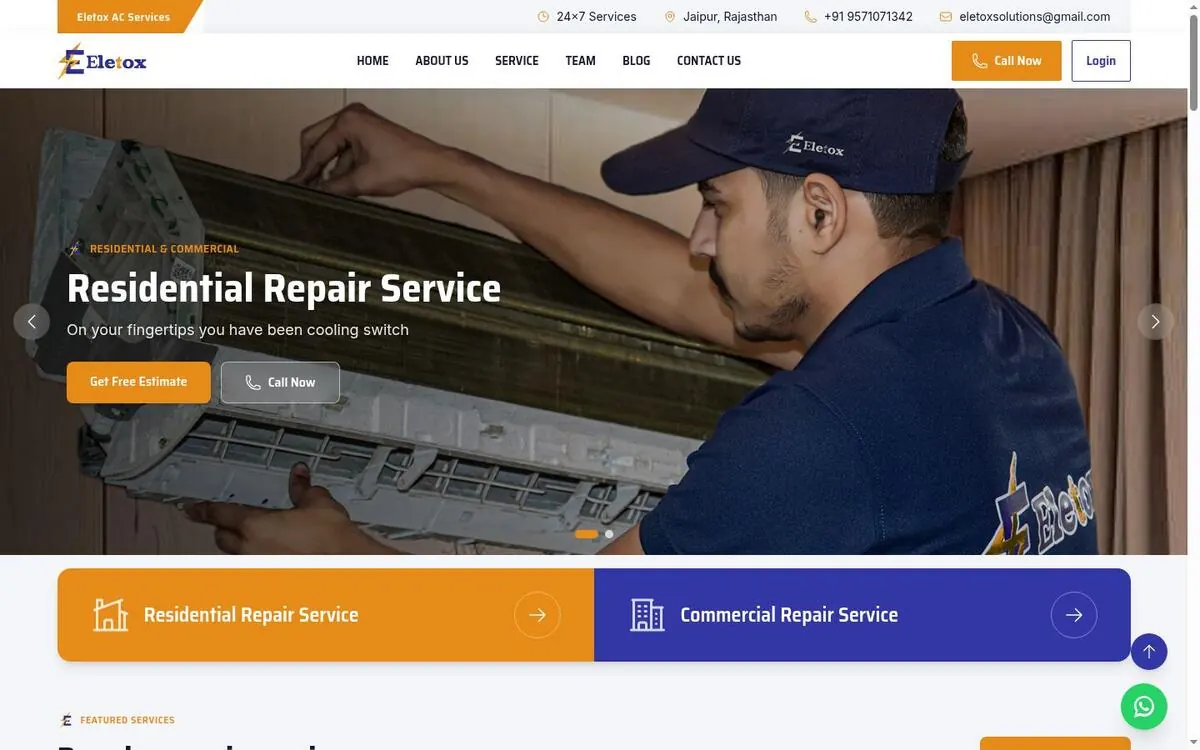Eletox – AC & Appliance Repair Website + Service CRM